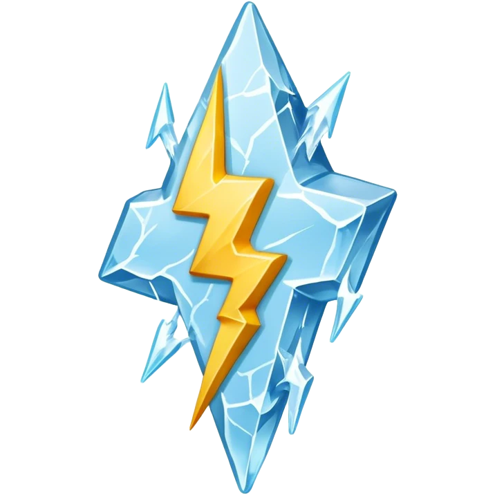 Chunky simple Lightning bolt with only four sides made of ice emoji