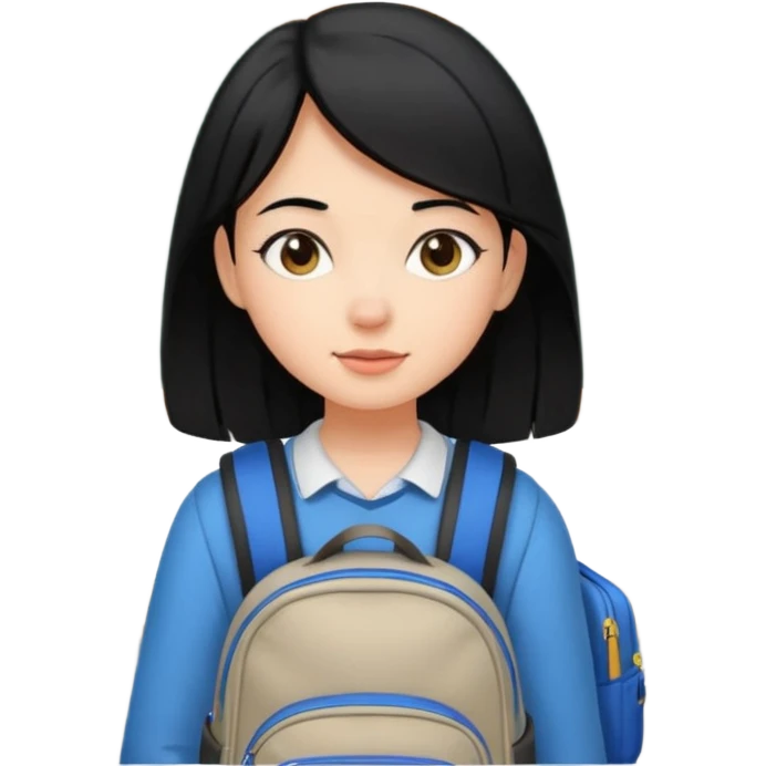 girl with black hair in class emoji
