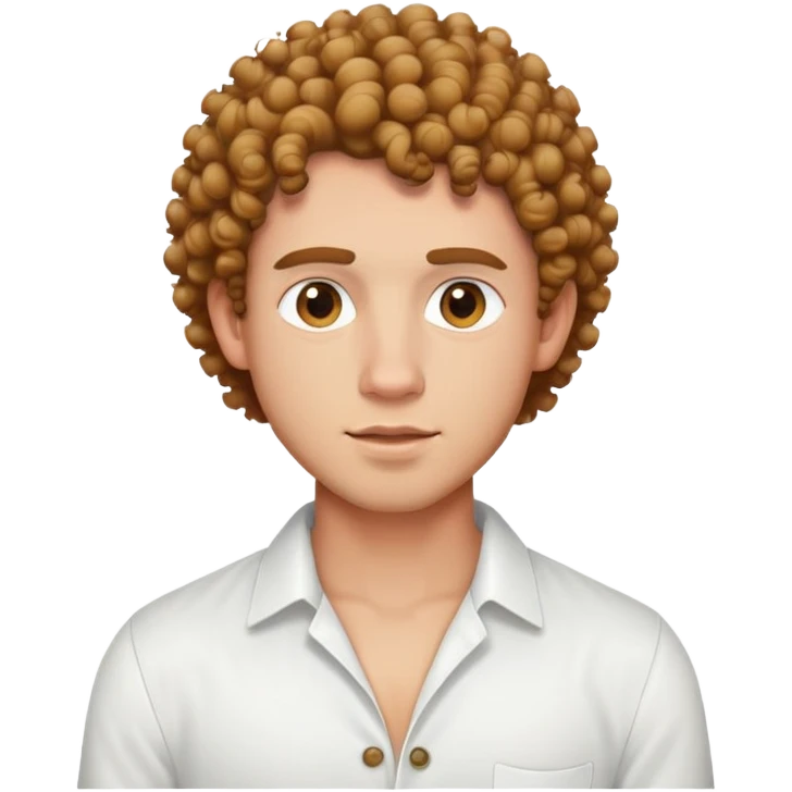 curly-haired guy with light skin in white shirt with unbuttoned top buttons emoji