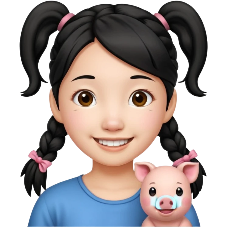 Chinese girl with pig tails emoji