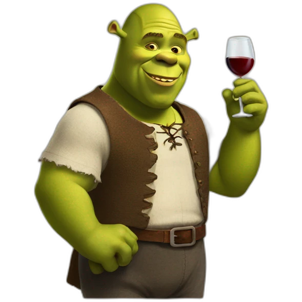 Shrek drinking wine emoji