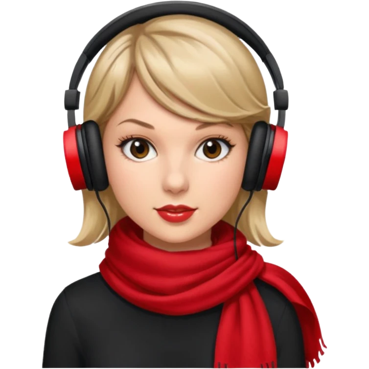 taylor swift with red scarf wearing headphones emoji