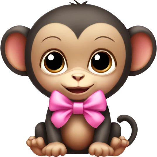 Baby monkey wearing a pink bow  emoji