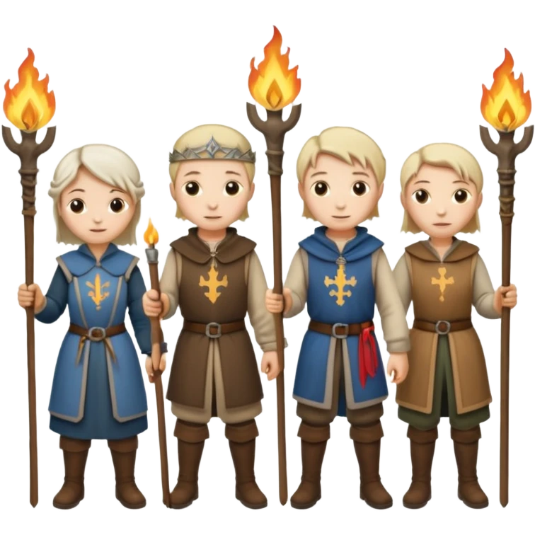 les villagois qui ont certains ont des fourches d'autres des torches sapé en moyen age emoji