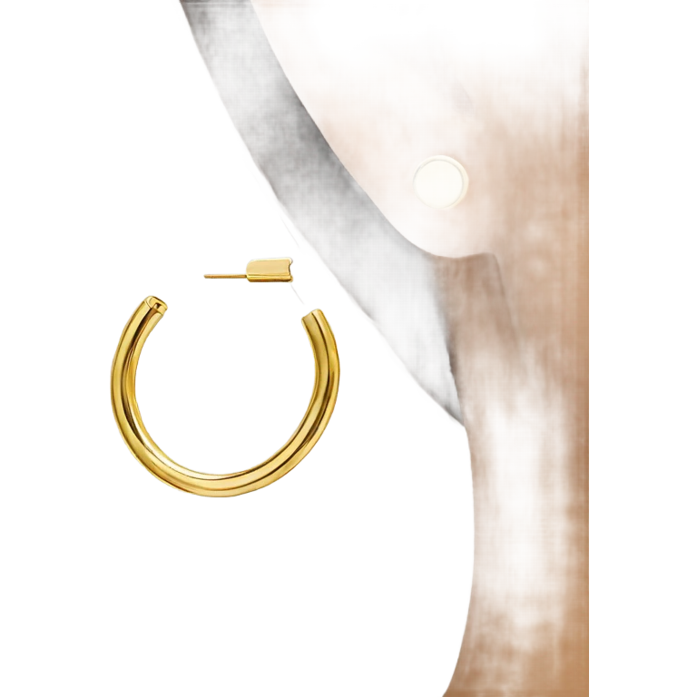 single minimal gold hoop Earrings closeup emoji