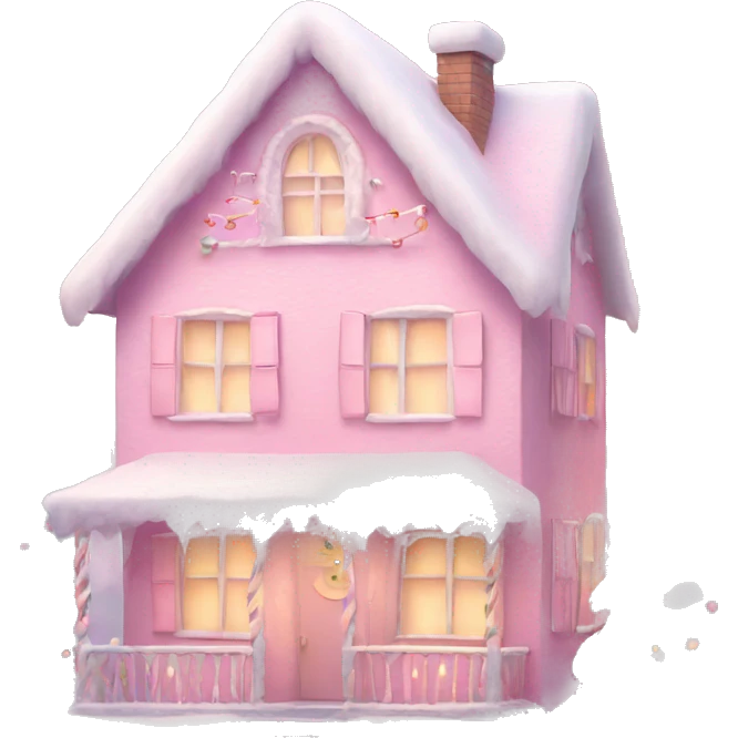 pink pastel house with design Christmas cute emoji