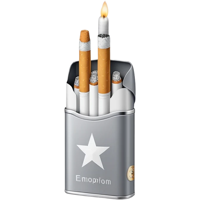 7 stars grey shining cigaret pack with a few little cigaret inside emoji