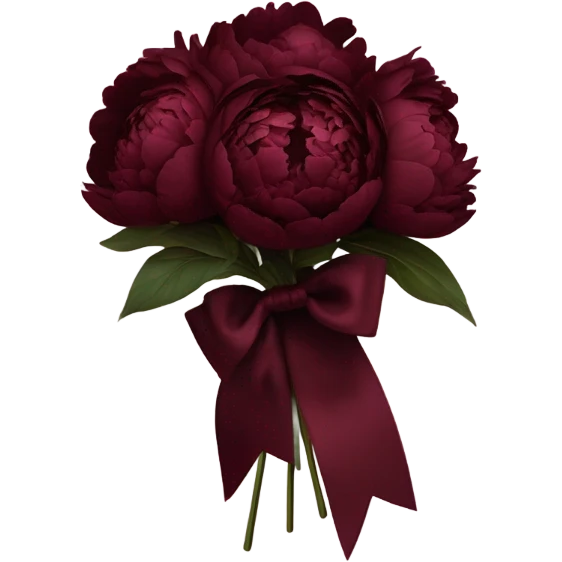 A vintage arrangement of dark red peonies with a deep burgundy bow
 emoji