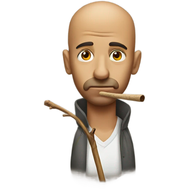 man putting a small stick in his nose  emoji