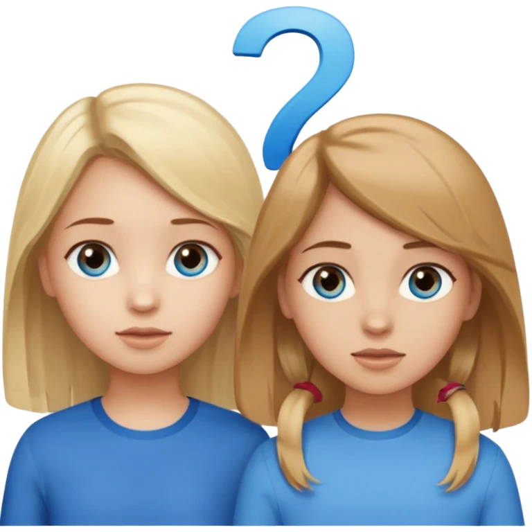 Two girls one with blond hair and one with brown hair both blue eyes with speech marks saying  six seven  emoji