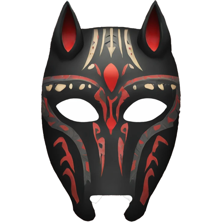 Black mask of a horse with red and vertical eyes in a tribal style emoji