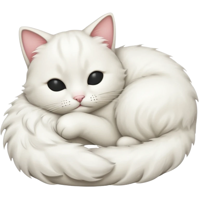 emoji of white sleeping cat with a tail hanging down emoji