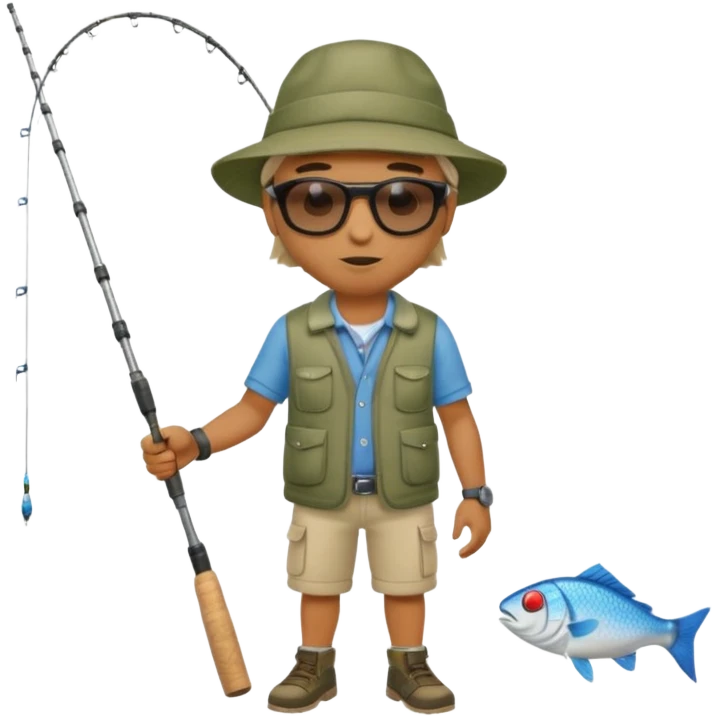 Man in motion casting a fishing rod full body emoji
