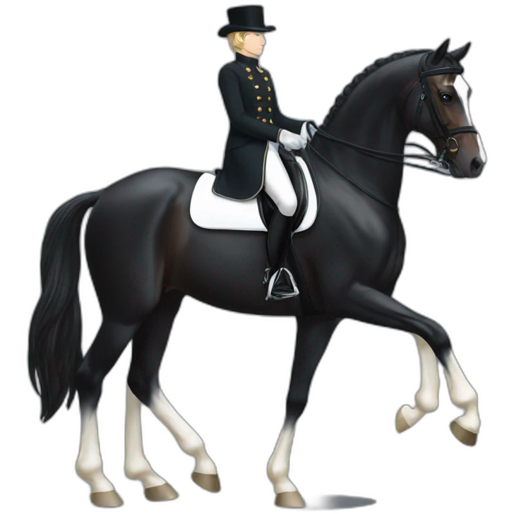 Black dressage horse with two white legs emoji