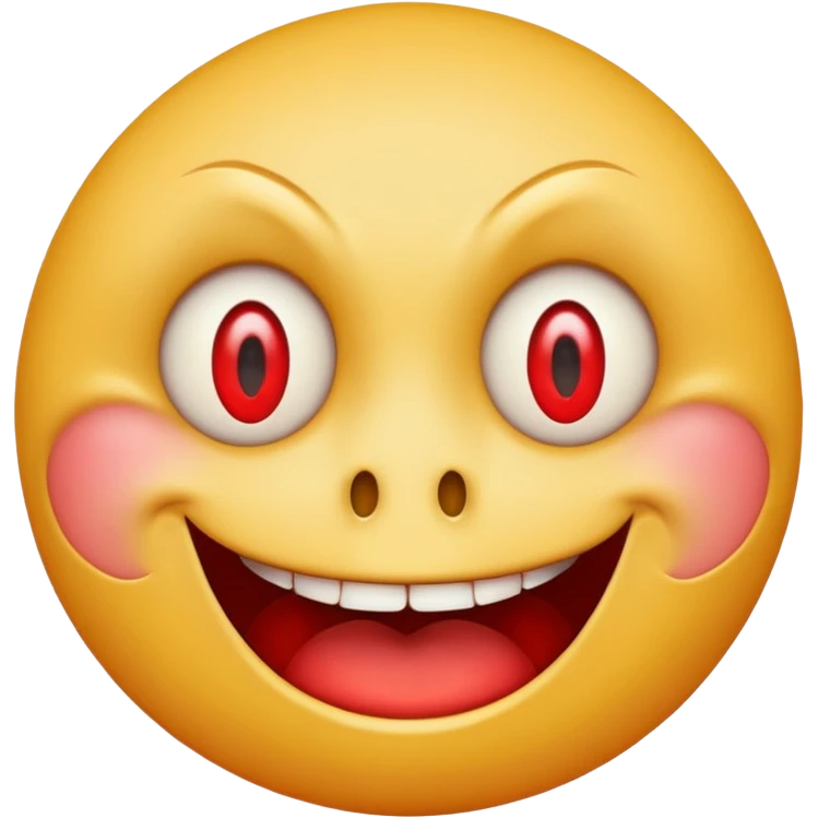 Insane smiley face who’s greedy and has red tired eyes evil  emoji