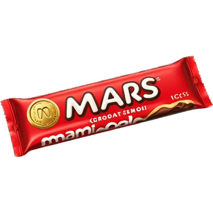 Draw a Mars bar in its classic black wrapper with bold red logo. emoji
