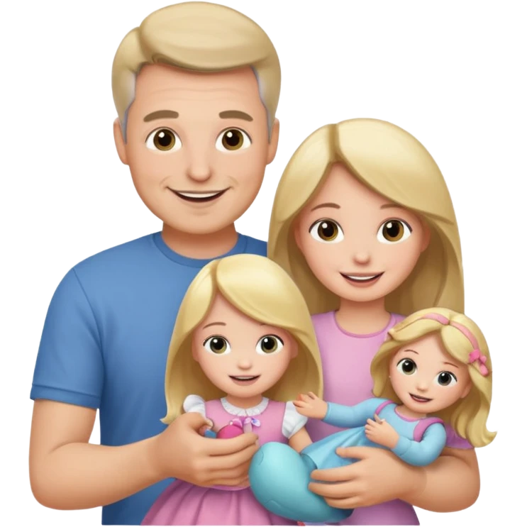 father and daughter playing with dolls emoji