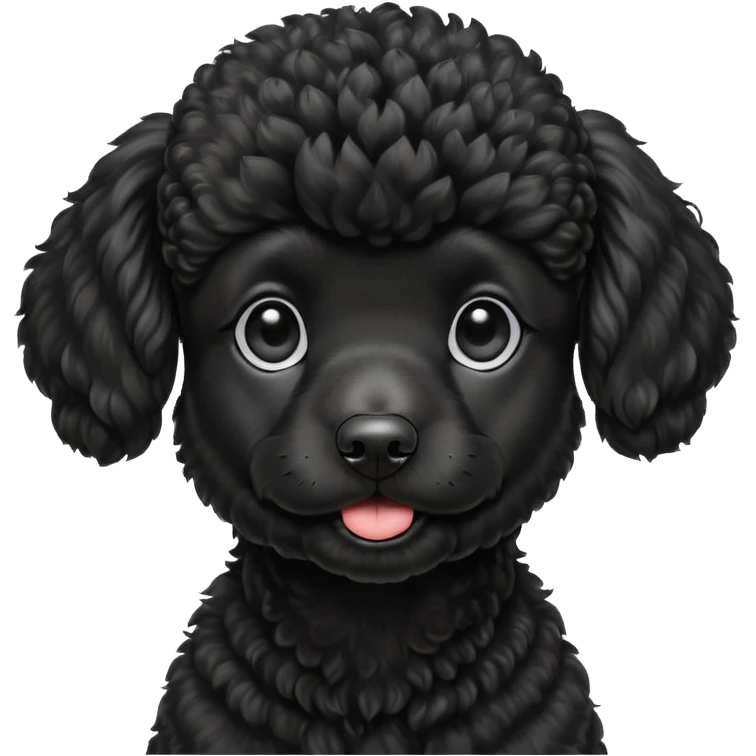 A high-resolution digital illustration of a black poodle in a clean, semi-realistic style. The poodle is shown facing sideways head tilted  emoji