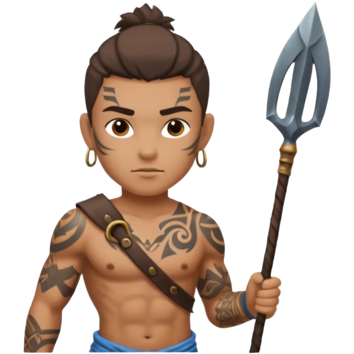 tattoed warrior ancient kid holding speare emoji