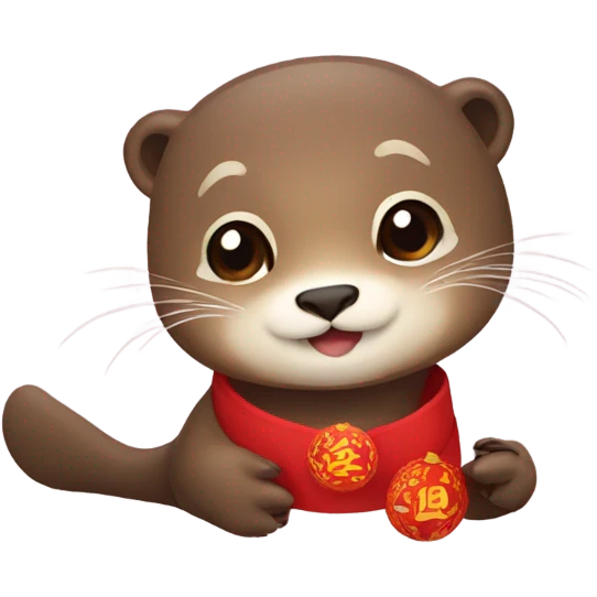 Otters on Korean Lunar New Year emoji