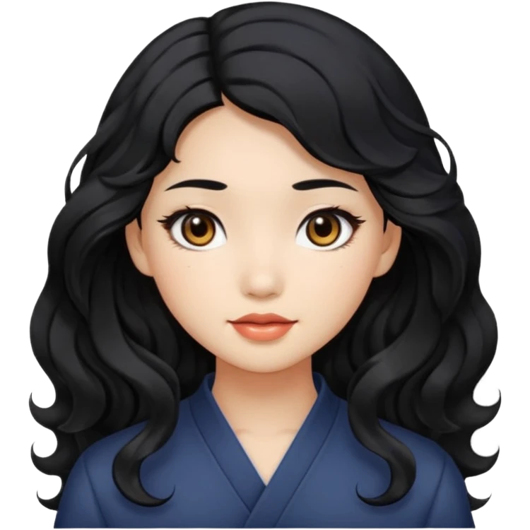 Beautiful girl,Black hair,wavy hair，long hair,Black eyes,Chinese emoji