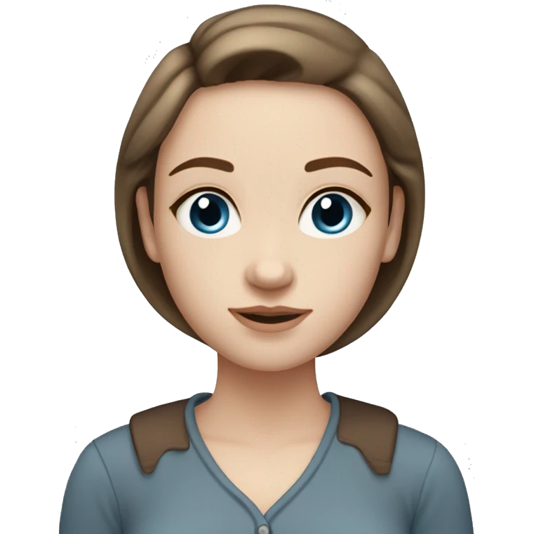 the pretty girl with pale skin, grey-blue eyes, cold brown straight hair, and round silver earrings  emoji