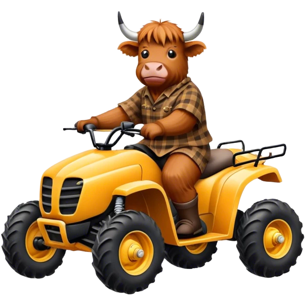 Highland cow riding a four wheeler  emoji