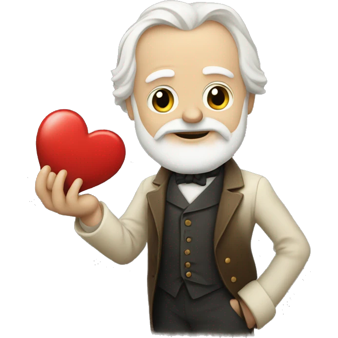 Victor Hugo holds a heart in his hand emoji