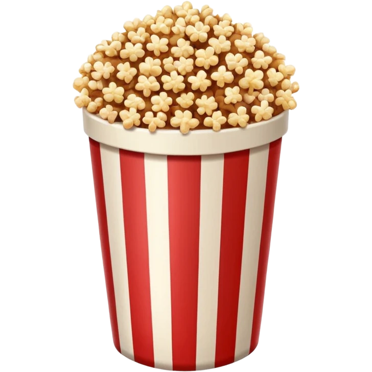 brown popcorn in a paper jar with red and white vertical lines emoji
