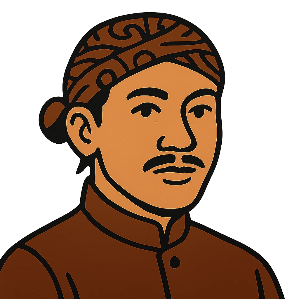 flat toon style bold lines portrait of a Javanese man wearing a blangkon emoji