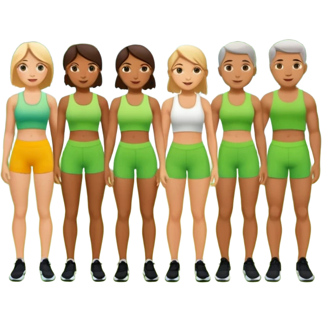 Ein Gruppenkurs der in einem grünen Park stattfindet im Sommer. emoji