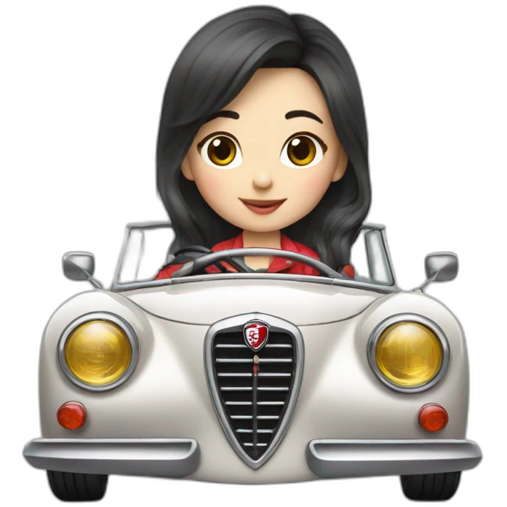 chinese girl drving alfa romeo emoji