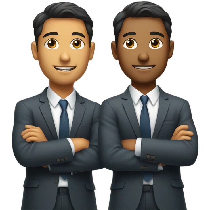 two young businessmen talking emoji