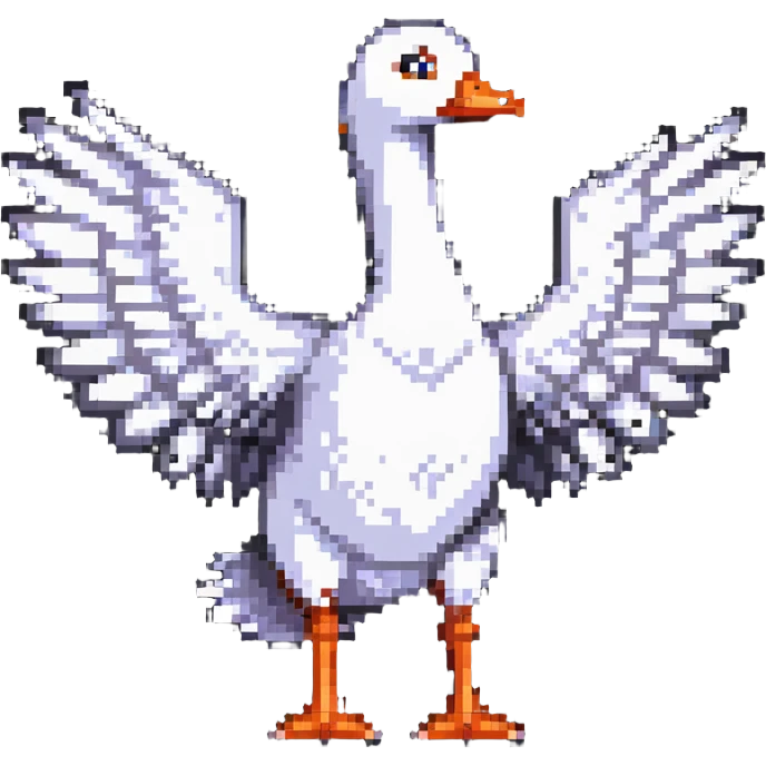 goose with wings spread out in t pose emoji