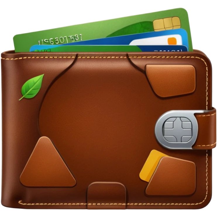 portefeuille marron avec quelques billets et carte bancaire emoji