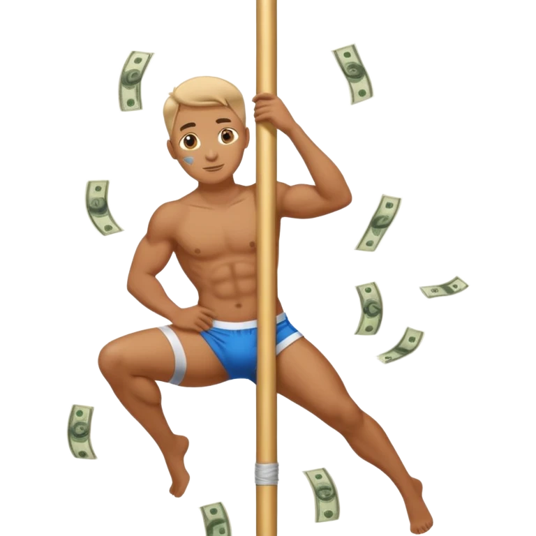 A stripper on a stripping pole with money emoji