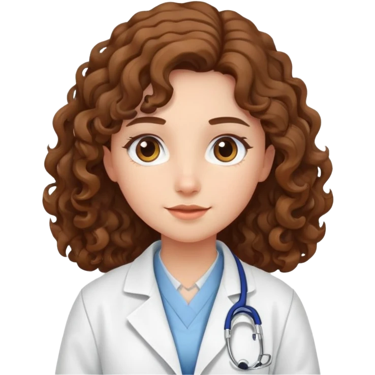 long curly brown hair girl with lab coat  emoji