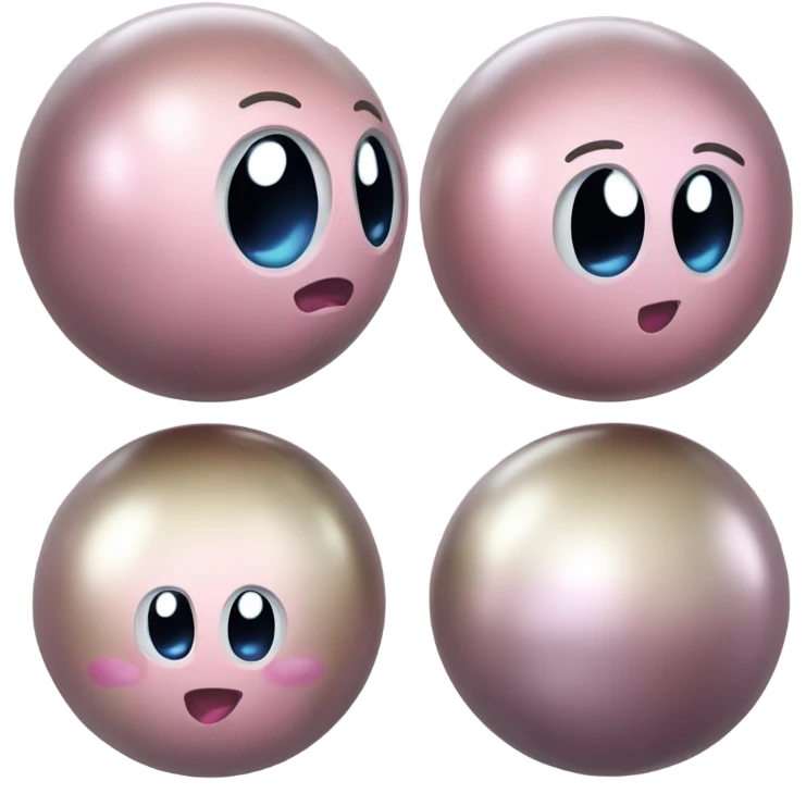 Metal cute Kirby ball driving on 4 car wheels emoji