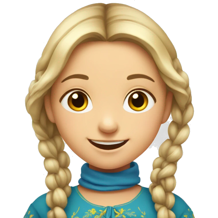 young ukrainian girl with happy playful face emoji