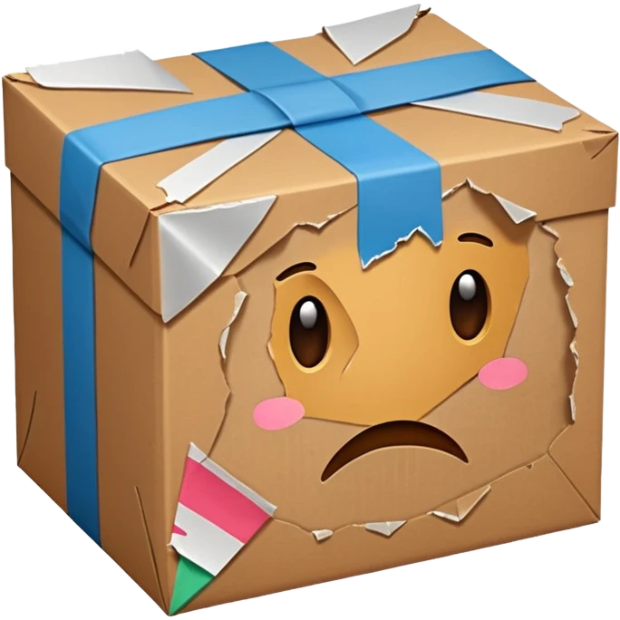 Generate a realistic emoji of a package being damaged emoji