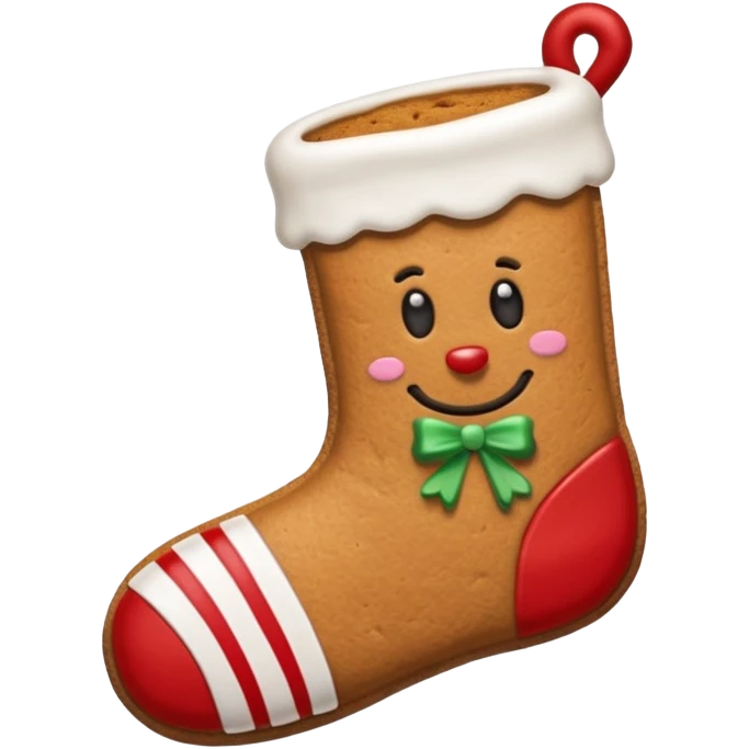 gingerbread cookie in chritmast sock shape emoji