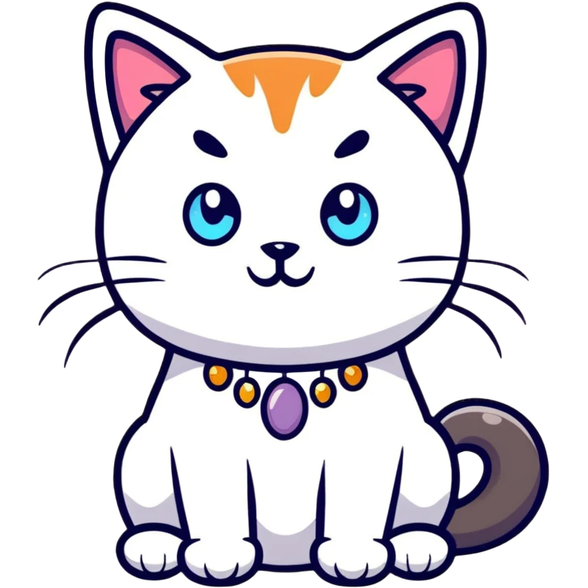 cartoon sticker of a cat with gemstone fur emoji