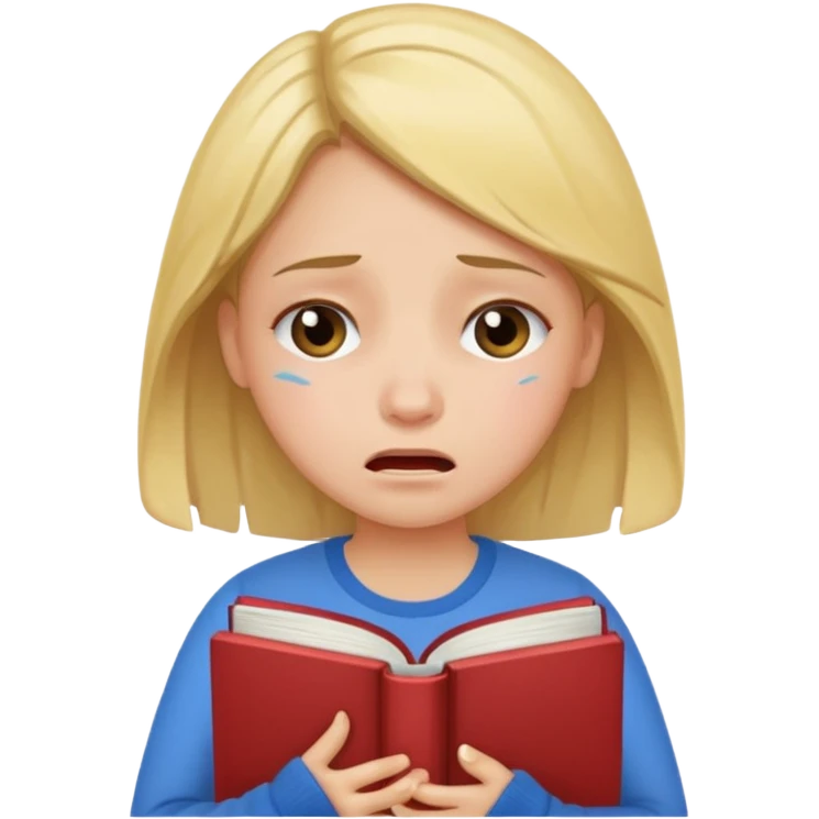 Girl stressed and crying because of study emoji