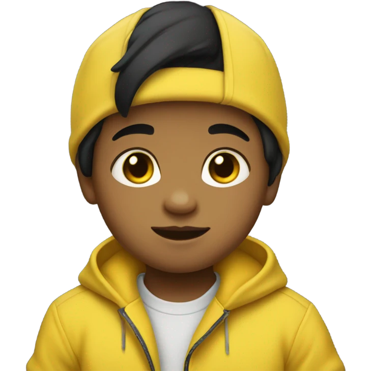 baby boy with black hair and yellow clothes. emoji