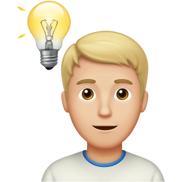 A white man came up with an idea, a light bulb appeared emoji