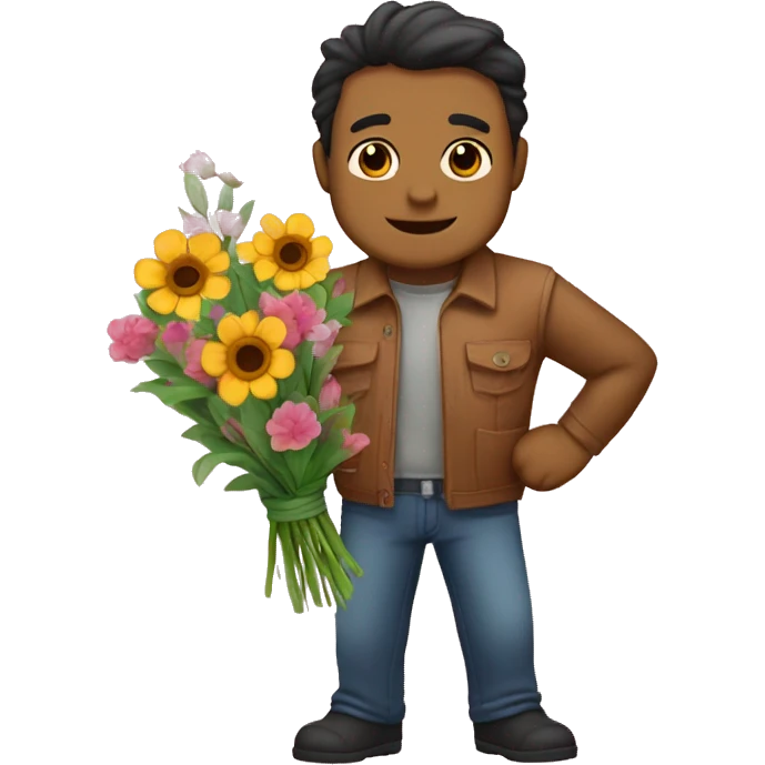 Oso con ramo de flores emoji