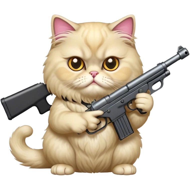 CAT persian with gun emoji