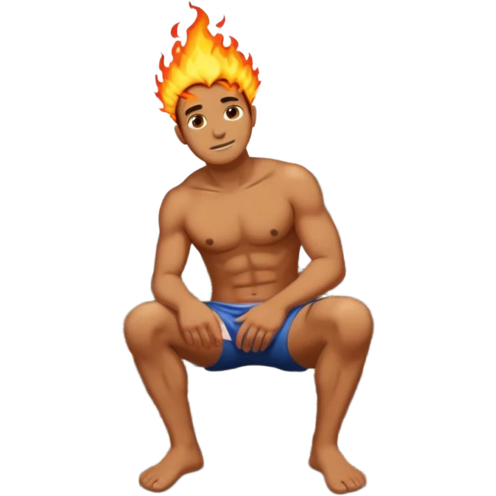 man rubbing butt which is on fire on railway tracks emoji