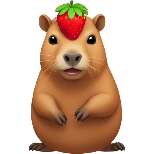 capybara wearing a strawberry emoji
