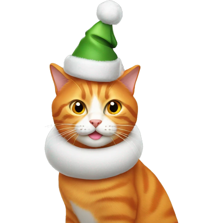 Orange cat with Christmas hat emoji